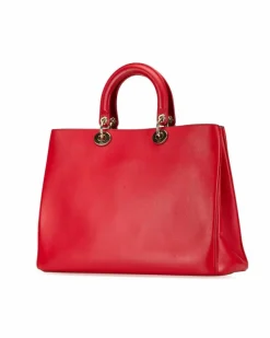 Tote Bags*Dior Preloved ama Medium Tote Bag in Leather Red