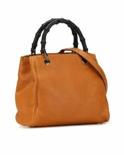 Tote Bags*Gucci Preloved Bamboo Daily Tote Leather Bamboo Daily Tote Orange
