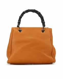 Tote Bags*Gucci Preloved Bamboo Daily Tote Leather Bamboo Daily Tote Orange