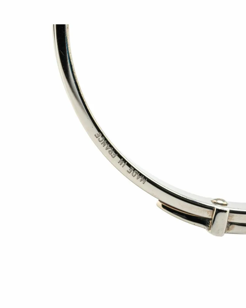 Bracelets*Hermes Preloved Belt Buckle Bangle Bracelet - Burgundy Leather and Silver Brown