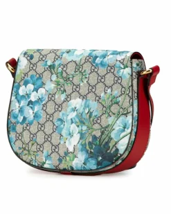Cross-Body Bags*Gucci Preloved Blooms Crossbody Bag with Leather Trim and Magnetic Snap Brown
