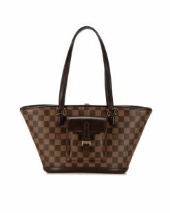 Tote Bags*Louis Vuitton Preloved Cabas Piano Damier Ebene Canvas Tote Brown
