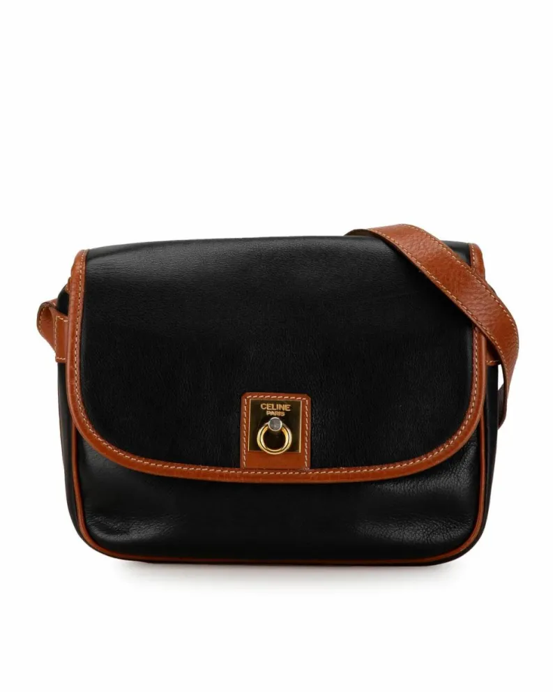 Cross-Body Bags*Celine Preloved Cabas Vintage Leather Crossbody Bag Black