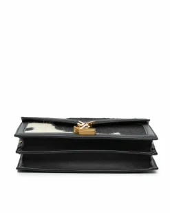 Cross-Body Bags*Saint Laurent Preloved Calf Hair Leather Trim Crossbody Bag with Chain Strap and Black
