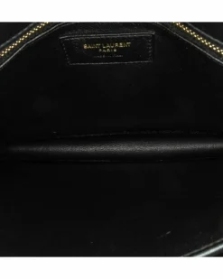 Cross-Body Bags*Saint Laurent Preloved Calf Hair Leather Trim Crossbody Bag with Chain Strap and Black