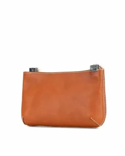 Shoulder Bags*Celine Preloved Calfskin Leather Shoulder Bag with Silver-Tone Hardware and Brown