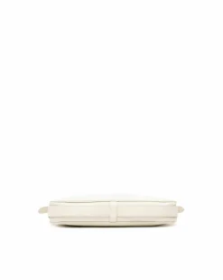 Shoulder Bags*Celine Preloved Calfskin Leather Shoulder Bag with Adjustable Strap and Zip White