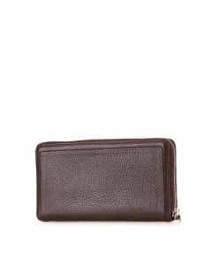 Cross-Body Bags*Balenciaga Preloved Calfskin Motocross Zip Around Wallet with Interior Pockets Brown