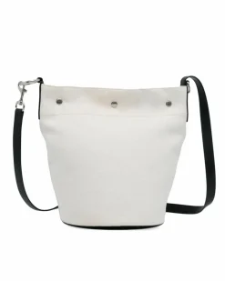 Shoulder Bags*Saint Laurent Preloved Canvas Bucket Bag with Flat Shoulder Strap Brown
