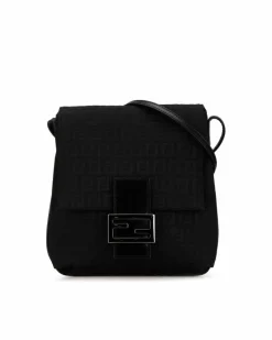 Cross-Body Bags*Fendi Preloved Canvas Crossbody Bag with Adjustable Leather Strap and Black