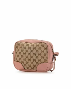 Cross-Body Bags*Gucci Preloved Canvas Crossbody Bag with Leather Trim and Interior Slip Brown