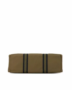 Tote Bags*Hermes Preloved Canvas Tote with Flat Straps Snap Closure and Multiple Brown