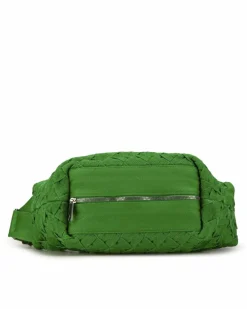 Cross-Body Bags*Bottega Veneta Preloved Canvas Woven Crossbody Bag with Leather Trim Green