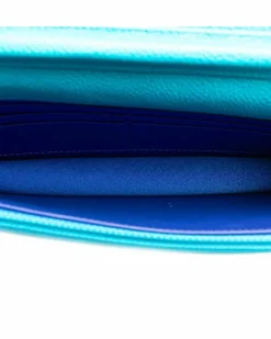 Cross-Body Bags*Chanel Preloved Caviar Bicolor CC Leather Crossbody Wallet with Chain Blue