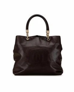 Tote Bags*Chanel Preloved Caviar Leather Shopping Tote Bag Brown
