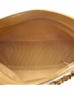Shoulder Bags*Chanel Preloved Caviar Leather Shoulder Bag with Gold-Tone Hardware and Chain Yellow