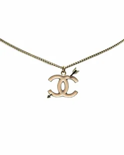 Necklaces*Chanel Preloved CC Arrow Pendant Necklace Gold