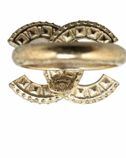 Rings*Chanel Preloved CC Crystal Ring Gold