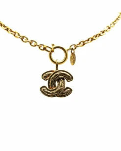 Necklaces*Chanel Preloved CC Necklace Gold