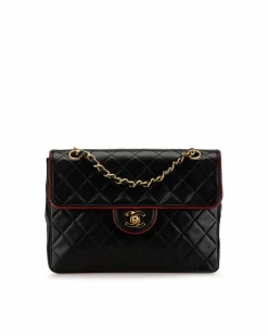 Shoulder Bags*Chanel Preloved Classic Double Flap Quilted Leather Shoulder Bag Black