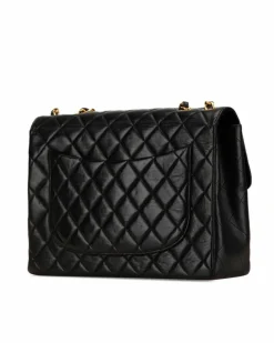 Shoulder Bags*Chanel Preloved Classic Double Flap Lambskin Leather Shoulder Bag - Black