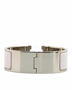 Bracelets*Hermes Preloved Clic H Bracelet Rose Azalee Palladium Plated Pink