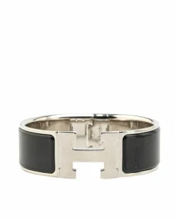 Bracelets*Hermes Preloved Clic H Bracelet - Resin and Palladium-plated Metal Black