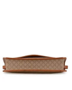 Cross-Body Bags*Celine Preloved Coated Canvas Crossbody Bag with Leather Trim and Magnetic Brown