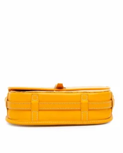 Cross-Body Bags*Goyard Preloved Coated Canvas Crossbody Bag with Leather Trim and Buckle Yellow