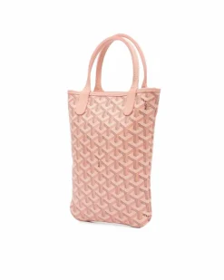 Tote Bags*Goyard Preloved Coated Canvas Leather Trim Tote with Detachable Strap Pink