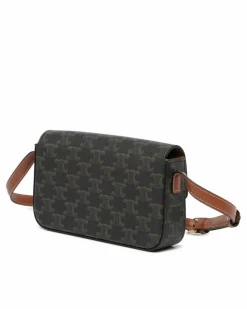 Shoulder Bags*Celine Preloved Coated Canvas Shoulder Bag with Adjustable Strap and Brown