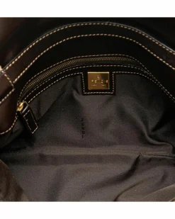 Shoulder Bags*Fendi Preloved Coated Canvas Shoulder Bag with Adjustable Leather Strap and Brown