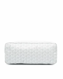Shoulder Bags*Goyard Preloved Coated Canvas Shoulder Bag with Leather Trim and Top Zip White