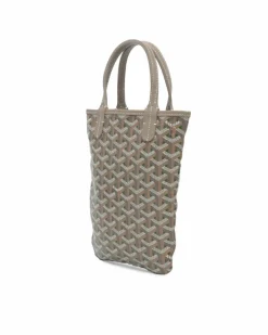 Tote Bags*Goyard Preloved Coated Canvas Tote with Leather Trim and Detachable Strap Grey