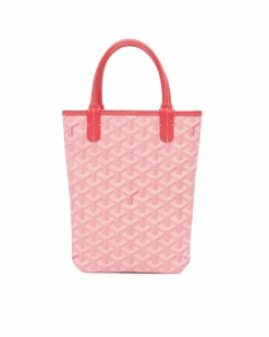 Tote Bags*Goyard Preloved Coated Canvas Tote with Leather Trim and Open Top Pink