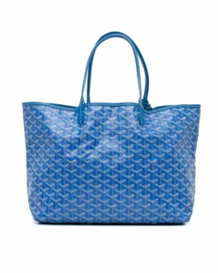 Tote Bags*Goyard Preloved Coated Canvas Tote with Leather Straps Blue