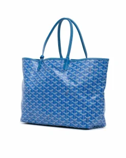 Tote Bags*Goyard Preloved Coated Canvas Tote with Leather Straps Blue