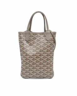 Tote Bags*Goyard Preloved Coated Canvas Tote with Leather Trim and Detachable Strap Grey