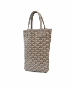 Tote Bags*Goyard Preloved Coated Canvas Tote with Leather Trim and Detachable Strap Grey
