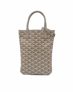 Tote Bags*Goyard Preloved Coated Canvas Tote with Leather Trim and Detachable Strap Brown