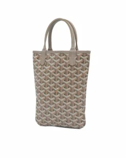 Tote Bags*Goyard Preloved Coated Canvas Tote with Leather Trim and Detachable Strap Brown