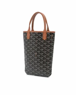 Tote Bags*Goyard Preloved Coated Canvas Tote with Leather Trim and Flat Handles Black