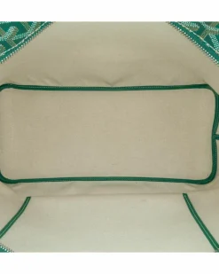 Tote Bags*Goyard Preloved Coated Canvas Tote with Leather Trim and Top Zip Closure Green
