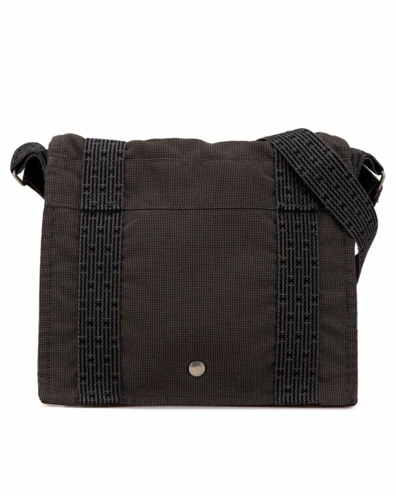 Cross-Body Bags*Hermes Preloved Crossbody Canvas Messenger Bag with Snap Closure and Interior Grey