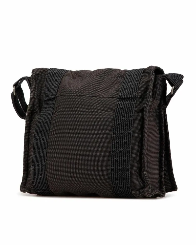Cross-Body Bags*Hermes Preloved Crossbody Canvas Messenger Bag with Snap Closure and Interior Grey