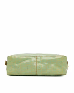 Shoulder Bags*Fendi Preloved Crystal Double Flap Shoulder Bag with Gold-Tone Hardware Green