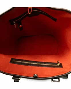 Tote Bags*Louis Vuitton Preloved Damier Canvas Tote with Leather Handles and Front Flap Brown