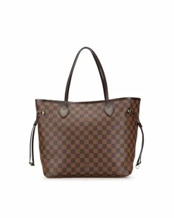 Tote Bags*Louis Vuitton Preloved Damier Ebene Canvas Tote with Leather Trim and Interior Zip Brown