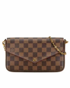 Cross-Body Bags*Louis Vuitton Preloved Damier Ebene Pochette Felicie Crossbody Bag with Detachable Brown