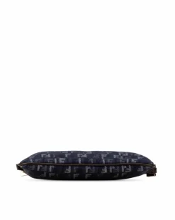 Cross-Body Bags*Fendi Preloved Denim Crossbody Bag with Leather Strap and Top Zip Closure Blue